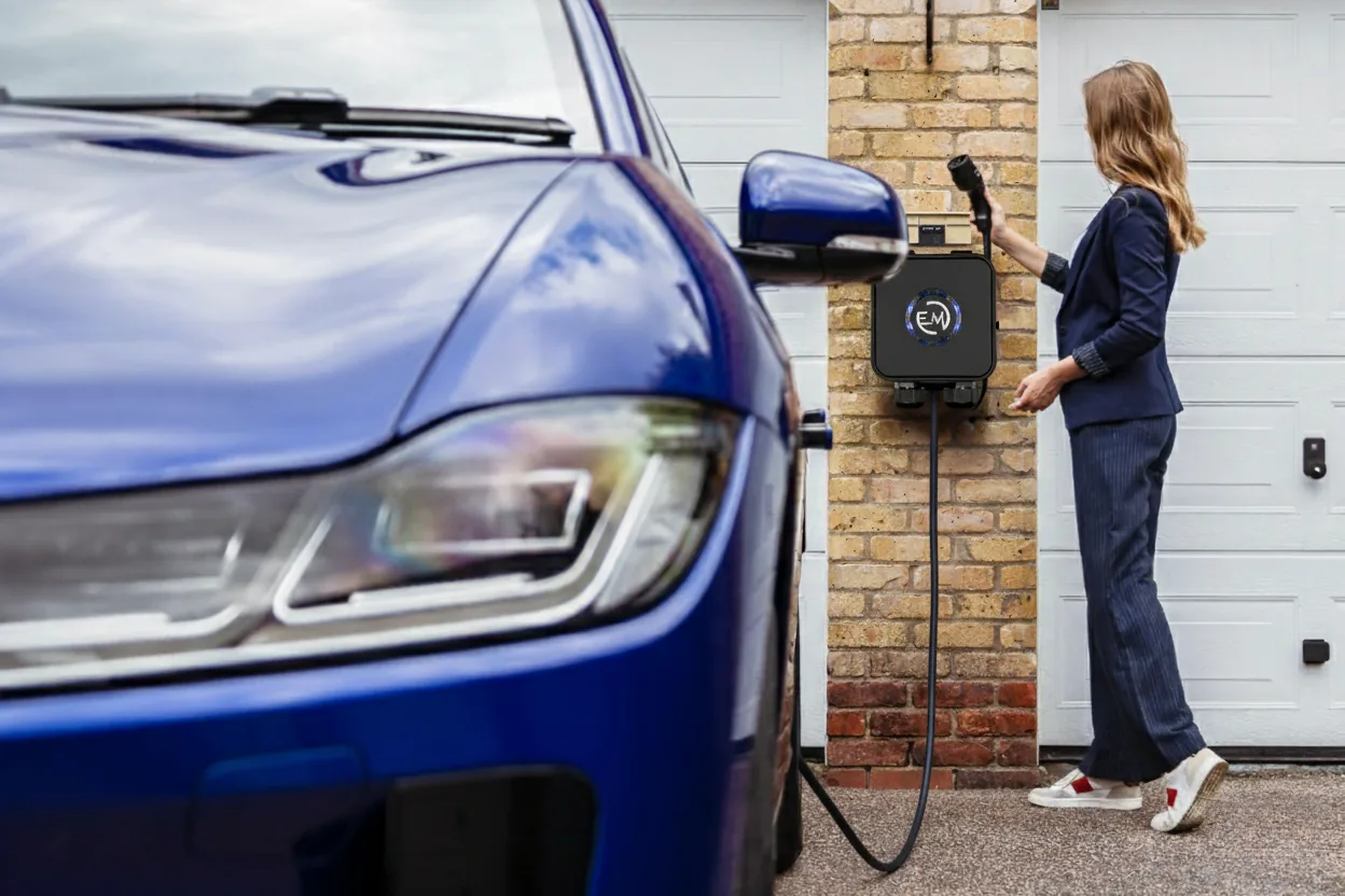 EMOTION wallbox charging an electric car at home