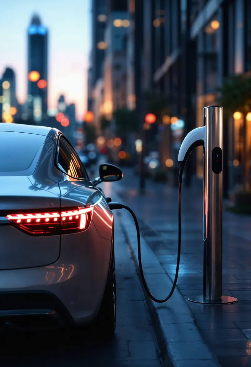 Ricarica di un’auto elettrica di notte